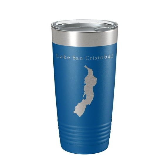 Lake San Cristobal Map Tumbler Travel Mug Insulated Laser Engraved Coffee Cup Colorado 20 oz Royal Blue