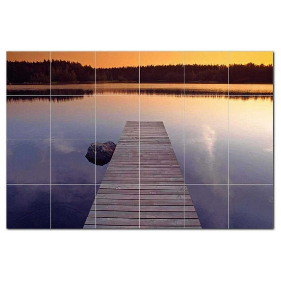 Lake Scene Ceramic Tile Mural Kitchen Backsplash Bathroom Shower, 405396-M64