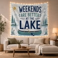 thumbnail image 1 of Lake Scene with Pine Trees and Sun Serene Illustration for Cabin Decor Lovers, Rustic Nature Wall Art, Birthday Gift Tapestry Wall Hanging for Bedroom and Living Room, 1 of 4