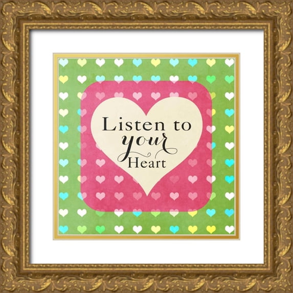 Lake, Shelley 20x20 Gold Ornate Wood Framed with Double Matting Museum Art Print Titled - Heart Phrases II