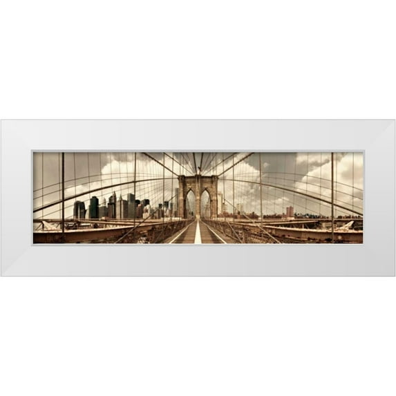 Lake, Shelley 24x10 White Modern Wood Framed Museum Art Print Titled - Brooklyn Bridge (sepia)