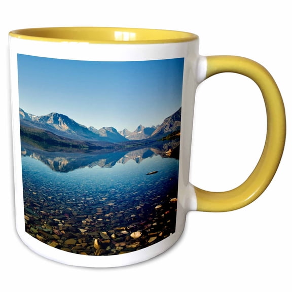 3drose, Lake Sherburne, Glacier National Park, Montana - Us27 Aje0058 - Adam Jones, 11oz Two-tone Yellow Mug