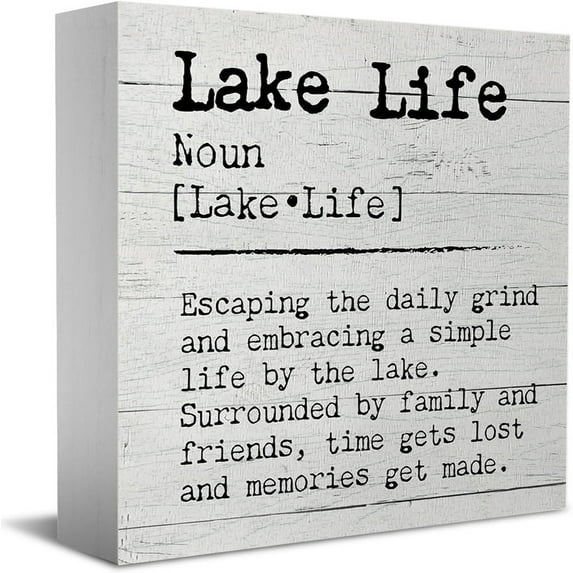 Lake Signs,Lake Life Wood Box Sign,Lake Life Decor,Lake House Decor,Lake Decor For The Home,Lake Themed Decor,Lake Gifts,Lake House Gifts 5X5 Inch
