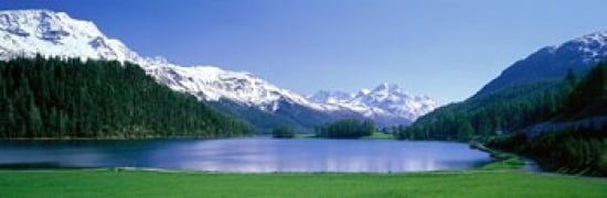 Lake Silverplaner St Moritz Switzerland Canvas Art - Panoramic Images (36 x 12)