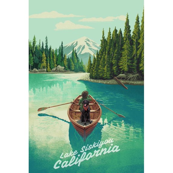Lake Siskiyou, California, Quiet Explorer, Boating, Mountain (12x18 Wall Art Poster, Room Decor)