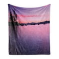 thumbnail image 1 of Lake Soft Flannel Fleece Blanket, Calm Lake After Sun Disappeared with Hazy Evening Skyline Tranquil Nature Inspired Print, Cozy Plush for Indoor and Outdoor Use, 60" x 80", Purple, by Ambesonne, 1 of 5