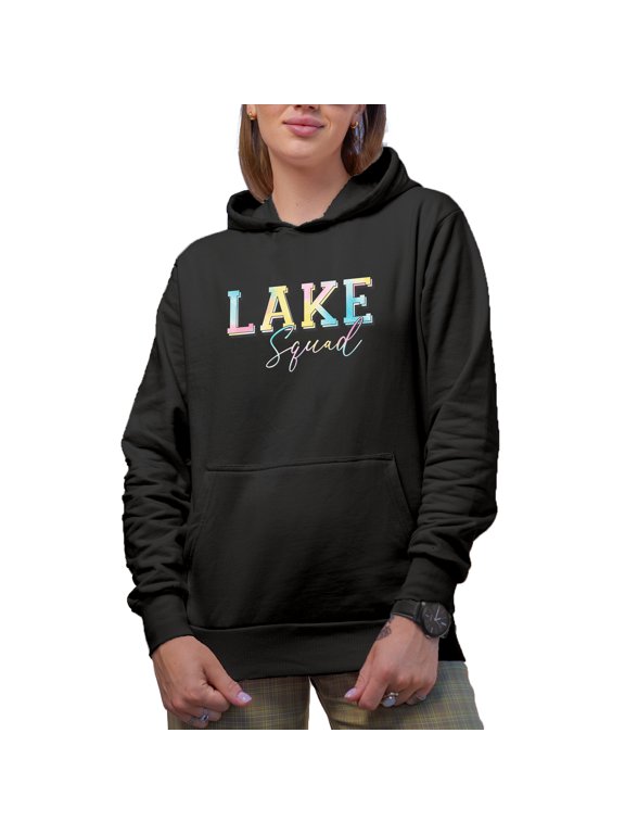 Lake Squad, Tie Dye Art, Summer Merch Gift, Black Hooded Sweatshirt or Hoodie, Small
