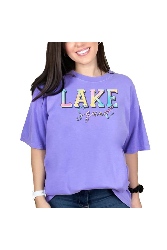 Lake Squad, Tie Dye Art, Summer, Violet Comfort Colors T-Shirt, XL