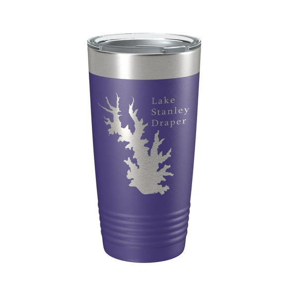 Lake Stanley Draper Map Tumbler Travel Mug Insulated Laser Engraved Coffee Cup Oklahoma 20 oz Purple