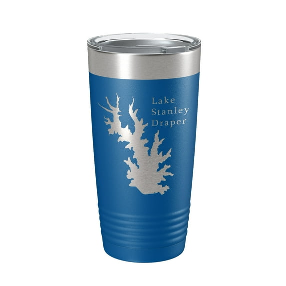 Lake Stanley Draper Map Tumbler Travel Mug Insulated Laser Engraved Coffee Cup Oklahoma 20 oz Royal Blue