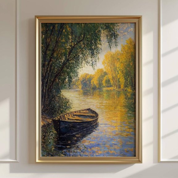 Lake Sunset Art Cottagecore Farmhouse Decor Design 2, Unframed Paper Poster 8x10in