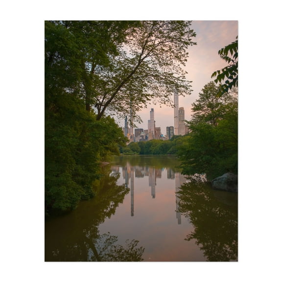 The Lake at Sunset, Central Park 03 - Manhattan New York Photography Cityscape Skyline Nature Landscape Architecture Sunset Unframed Wall Art Print 8 x 10 inches