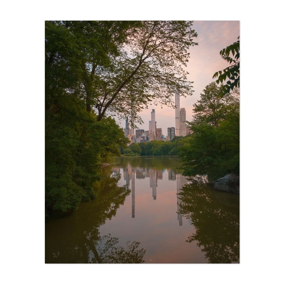 The Lake at Sunset, Central Park 03 - Manhattan New York Photography Cityscape Skyline Nature Landscape Architecture Sunset Unframed Wall Art Print 9 x 12 inches