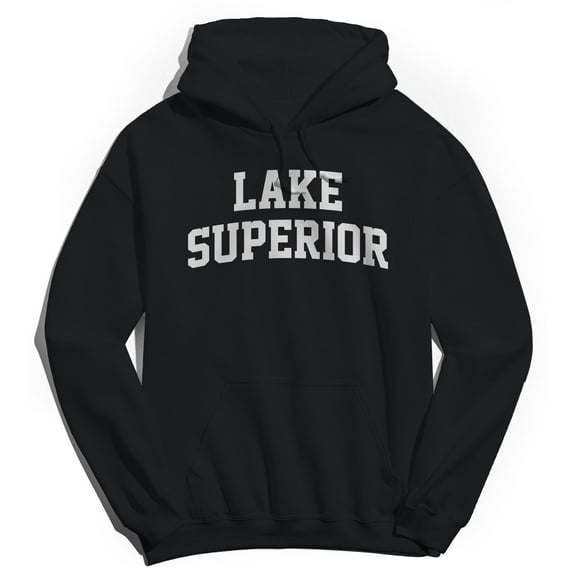 Lake Superior Graphic Black Men's Cotton Pullover Hoodie