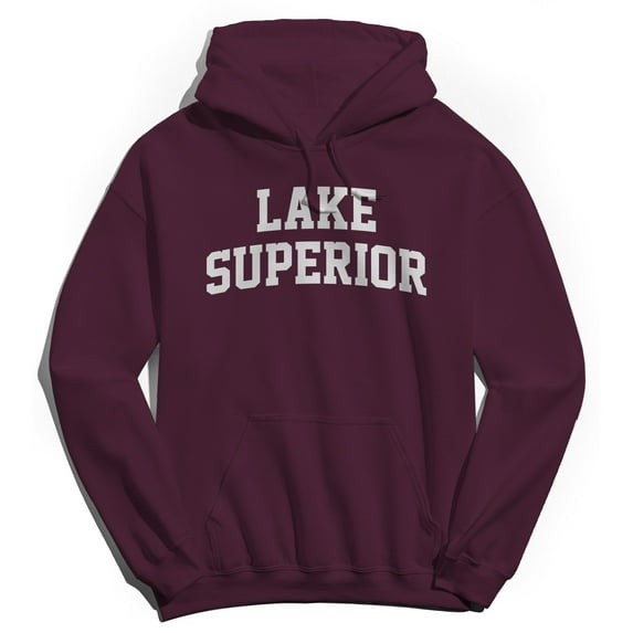 Lake Superior Graphic Maroon Men's Cotton Pullover Hoodie