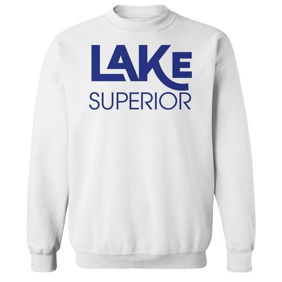 Lake Superior Humor Graphic White Men's Crewneck Sweatshirt