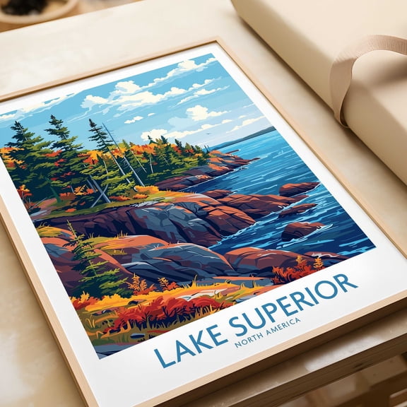 Lake Superior Print Great Lakes Travel Print Wall Art Poster Gift Home Decor Art Lover Gif