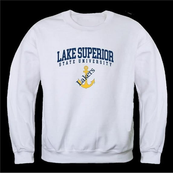 Lake Superior State University Lakers Seal Crewneck Sweatshirt, White - Medium