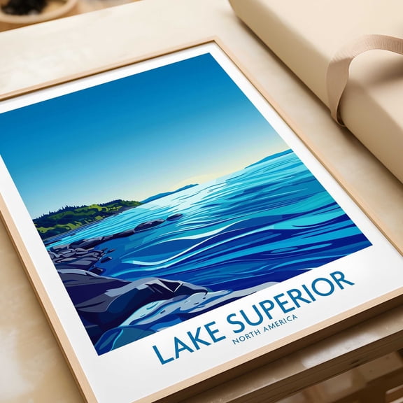 Lake Superior Wall Art Print Travel Print Wall Art Lake Superior Poster Gift Home Decor La