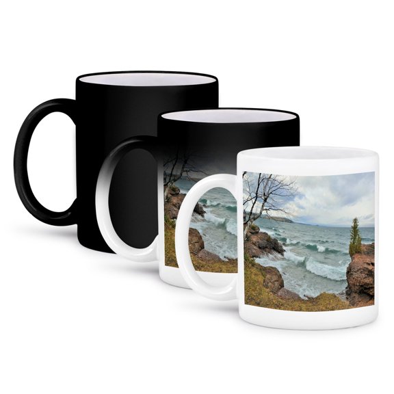 3drose, Lake Superior Waves in November, 11oz Magic Transforming Mug