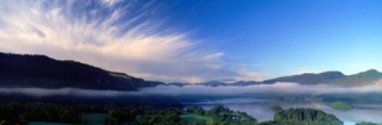 Lake Surrounded By Mountains Derwent Water Lake District Cumbria England United Kingdom Canvas Art - Panoramic Images (36 x 12)