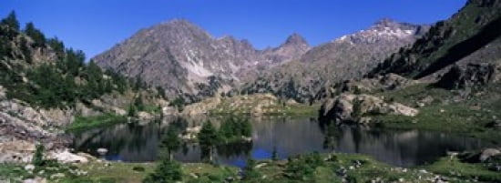 Lake Surrounded By Mountains Mercantour Hinterland French Riviera Canvas Art - Panoramic Images (36 x 13)