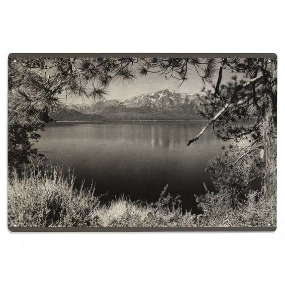 Lake Tahoe, CA and Mt. Tallac View Photograph Birch Wood Wall Sign (6x9 Rustic Home Decor, Ready to Hang Art)