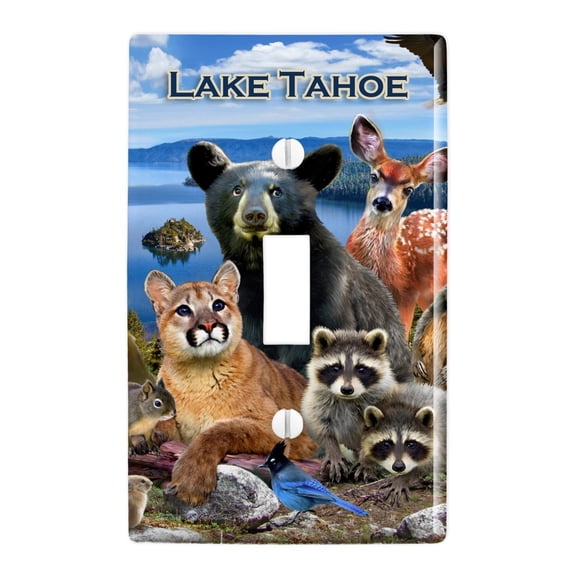 Lake Tahoe California CA Nevada NV Animals Bear Cougar Deer Plastic Wall Decor Toggle Light Switch Plate Cover