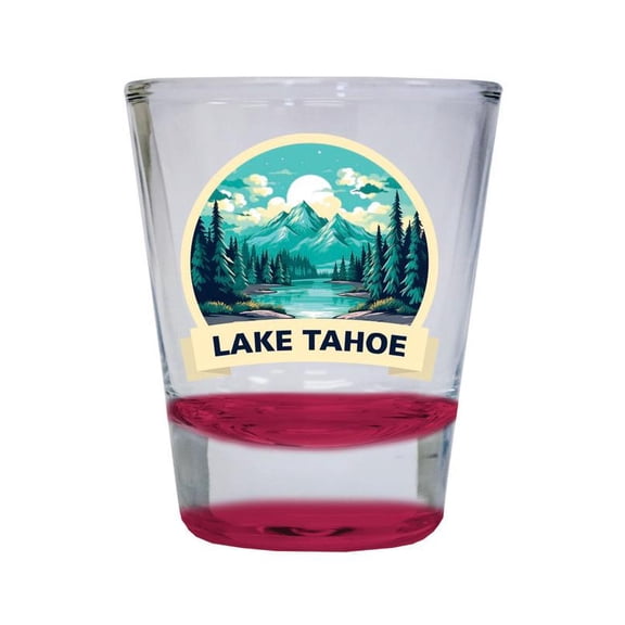 Lake Tahoe California Design A Souvenir 2 oz Round Shot Glass Red