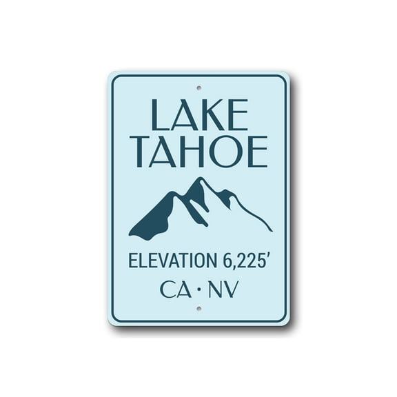 Lake Tahoe Elevation Sign, Lake House Sign, Cabin Decor, Lake Tahoe Decorative Aluminum Metal Decor Sign - 4x18 inches