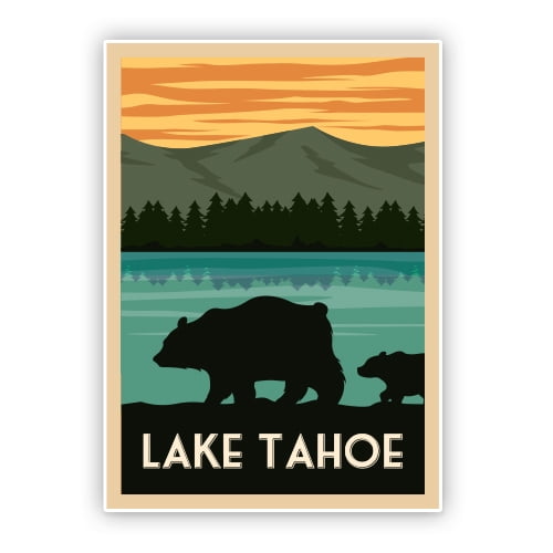 Lake Tahoe Travel Poster Vinyl Sticker – 3-Inch Waterproof Decal For Car, Laptop, Water Bottle