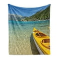 thumbnail image 1 of Lake Tahoe Soft Flannel Fleece Throw Blanket, Extreme Sports in Wild Lakeside Places Scenic Activities, Cozy Plush for Indoor and Outdoor Use, 60" x 80", Lime Green Turquoise, by Ambesonne, 1 of 5