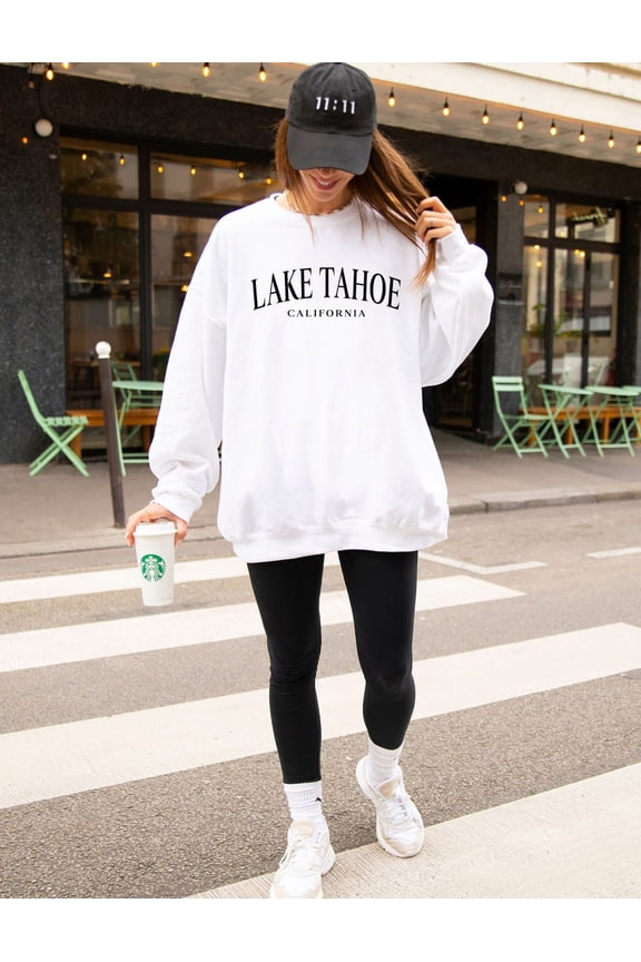 Lake Tahoe Sweatshirt, Trendy Preppy Sweatshirt, Aesthetic College Crewneck, Oversized Minimalist Sweater, Lake Tahoe California Nevada All Size S-5Xl