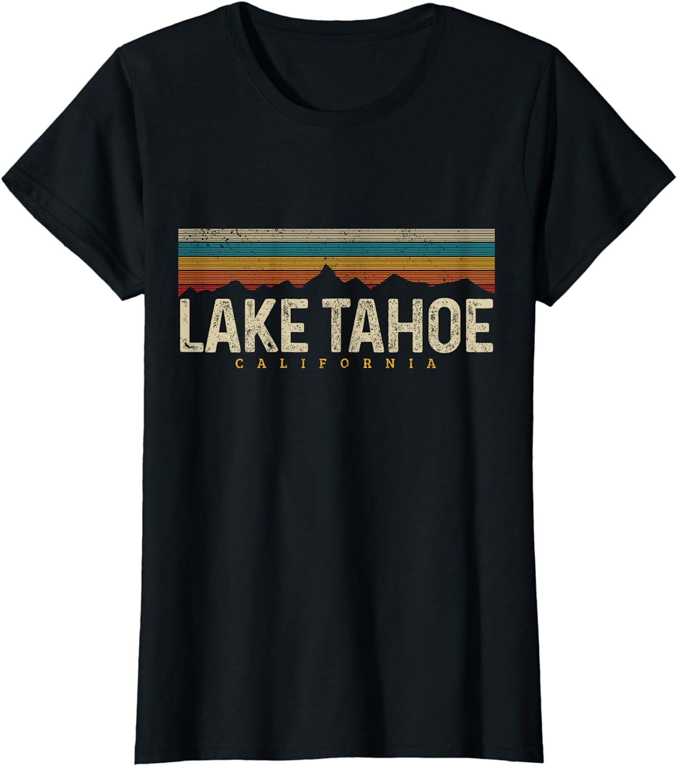 Lake Tahoe Vintage Mountains Hiking Camping Retro California T-Shirt ...