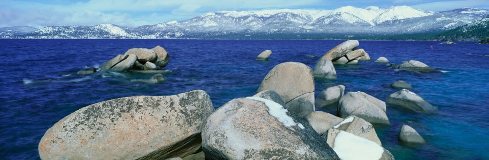 Lake Tahoe in Wintertime Nevada Canvas Art - Panoramic Images (36 x 12)