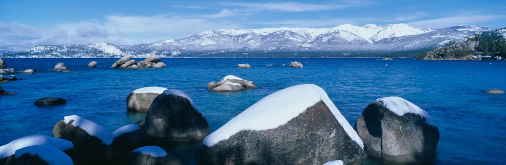 Lake Tahoe in winter California Canvas Art - Panoramic Images (36 x 12)