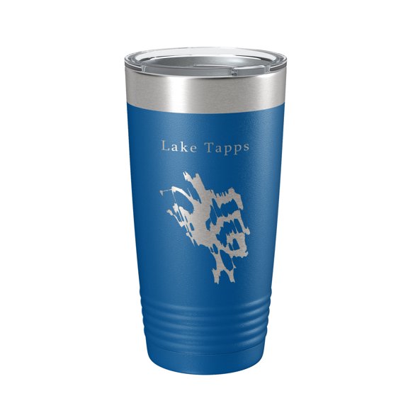 Lake Tapps Map Tumbler Travel Mug Insulated Laser Engraved Coffee Cup Washington 20 oz Royal Blue