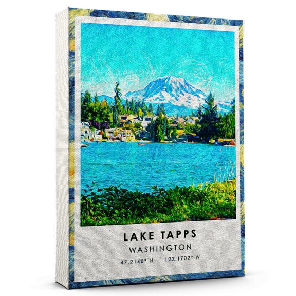 Lake Tapps Travel Canvas, Washington Travel Art Canvas, Lake Tapps Travel City Canvas, Travel Artwork Canvas
