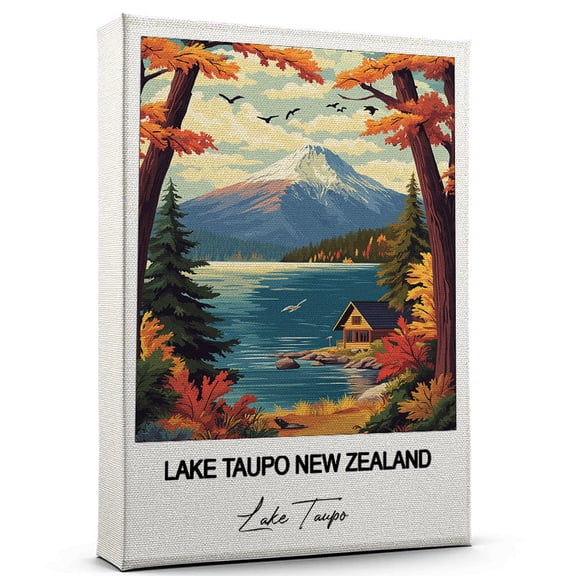 Lake Taupo New Zealand Travel Canvas Wall Art Nature-Inspired Travel Decor with Scenic Views Lake Taupo Canvas Wall Print A Captivating Gift for Adventure Seekers