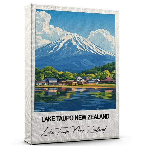 Lake Taupo New Zealand Travel Scenic Canvas Wall Art -Lake Taupo New Zealand Canvas – Nature-Inspired Print for Bedroom, Living Room, or Office – Travel Gift