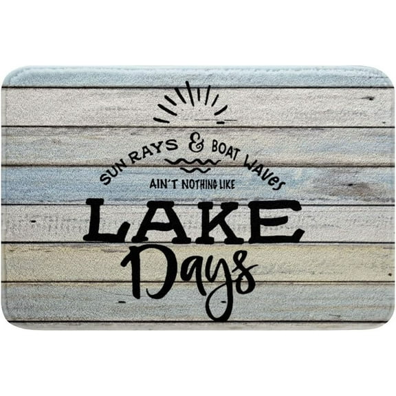 Lake Theme Bath Mats for Bathroom,Vintage Wood Farmhouse Bathroom Mats Rugs Lake Life Machine Washable Rug Carpets Floor Mat Bathroom Decorations 16x24 Inches for Kitchen Bedroom Door Mat