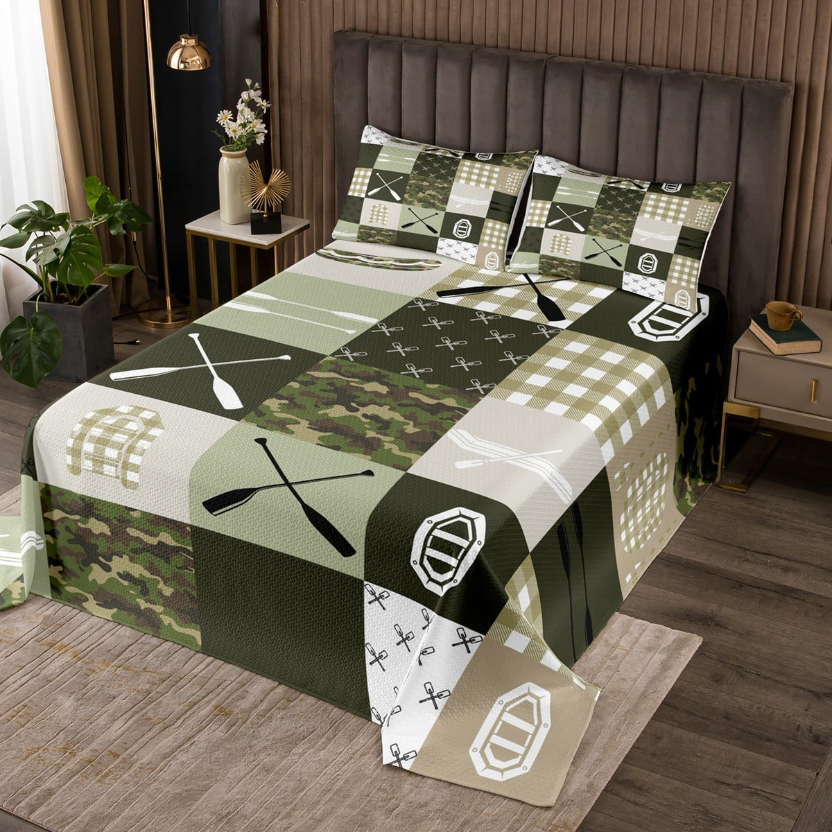 Lake Theme Coverlet Set Lake House Quilt Set, King Size Lake Life