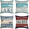 thumbnail image 1 of Lake Throw Pillow Covers for Couch Sofa Bed, Set of 4 Wood Grain Lake Theme Decorative Pillows Cushion Covers,Farmhouse Blue Red Pillow Inserts Not Included, 20x20 inch, 1 of 1
