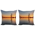thumbnail image 1 of Ambesonne Nautical Throw Pillow Cover 2 Pack, Sunset on Lake Tahoe, 18", Orange Blue, 1 of 5