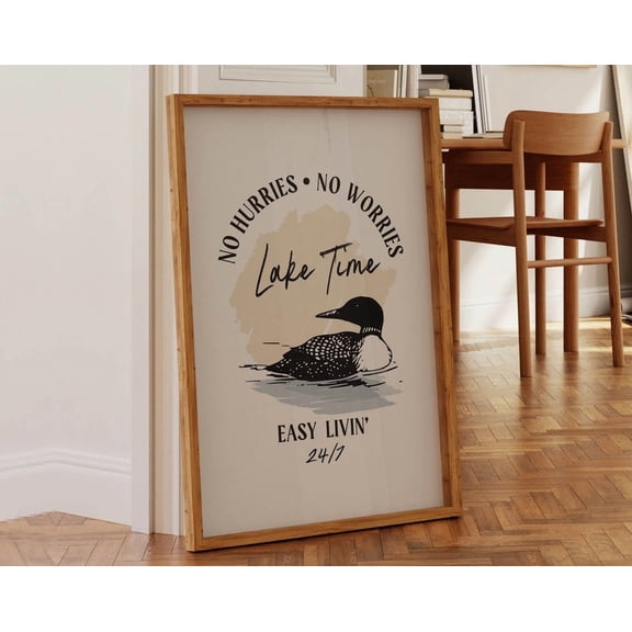 Lake Time Lakehouse Kitchen Entryway Fun Dining Wall Art, Unframed Canvas 8x10in