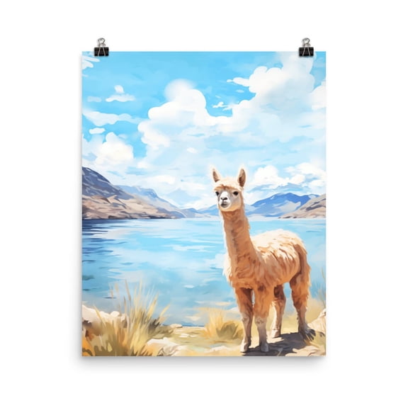 Lake Titicaca Llama Print, Peru Andes Wall Art, South America Poster, Scenic Mountain Landscape Decor, Travel Artwork, Nature Home Decor #3528, Unframed Poster Size 8x12