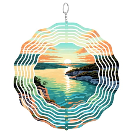 Lake Travis Austin 3D Wind Spinner Texas Water Scene Yard Art