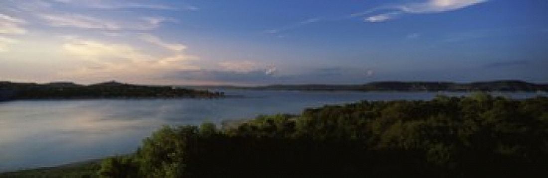 Lake Travis at dusk Austin Texas USA Canvas Art - Panoramic Images (18 x 6)