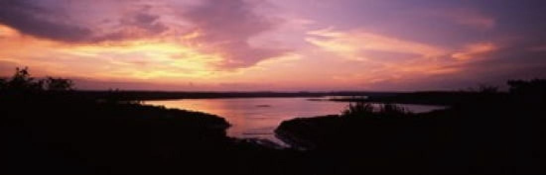 Lake Travis at dusk Austin Texas USA Canvas Art - Panoramic Images (18 x 6)
