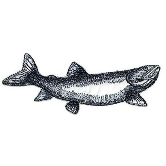 Lake Trout Fish Embroidered Iron On/Sew patch [5" x2"]